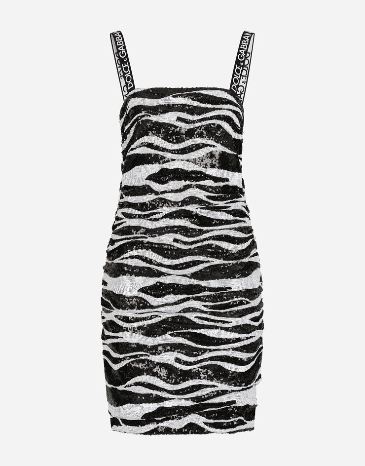 Dolce & Gabbana Short sequined dress with draping Multicolor F6ACPTFLSFS