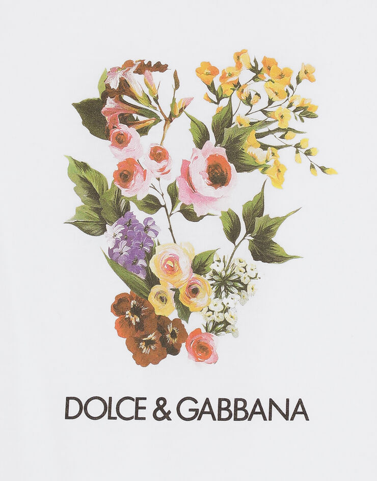 Dolce & Gabbana Jersey T-shirt with mixed floral print Blanco L5JTHWG7M1Y