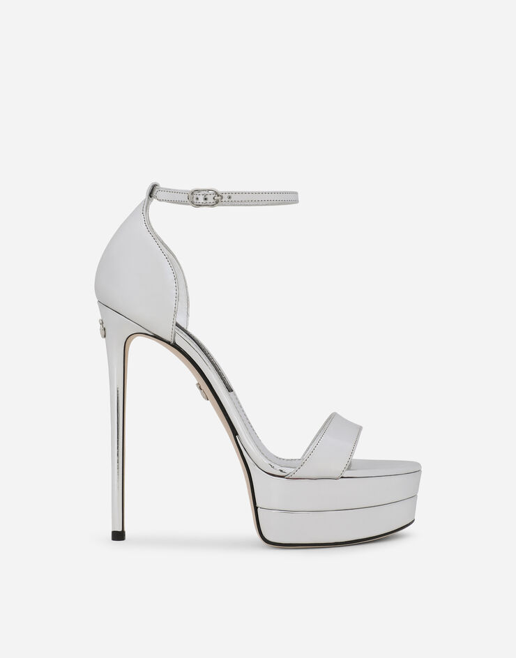 Dolce&Gabbana Mirrored-effect calfskin platform sandals Silver CR1246AY828