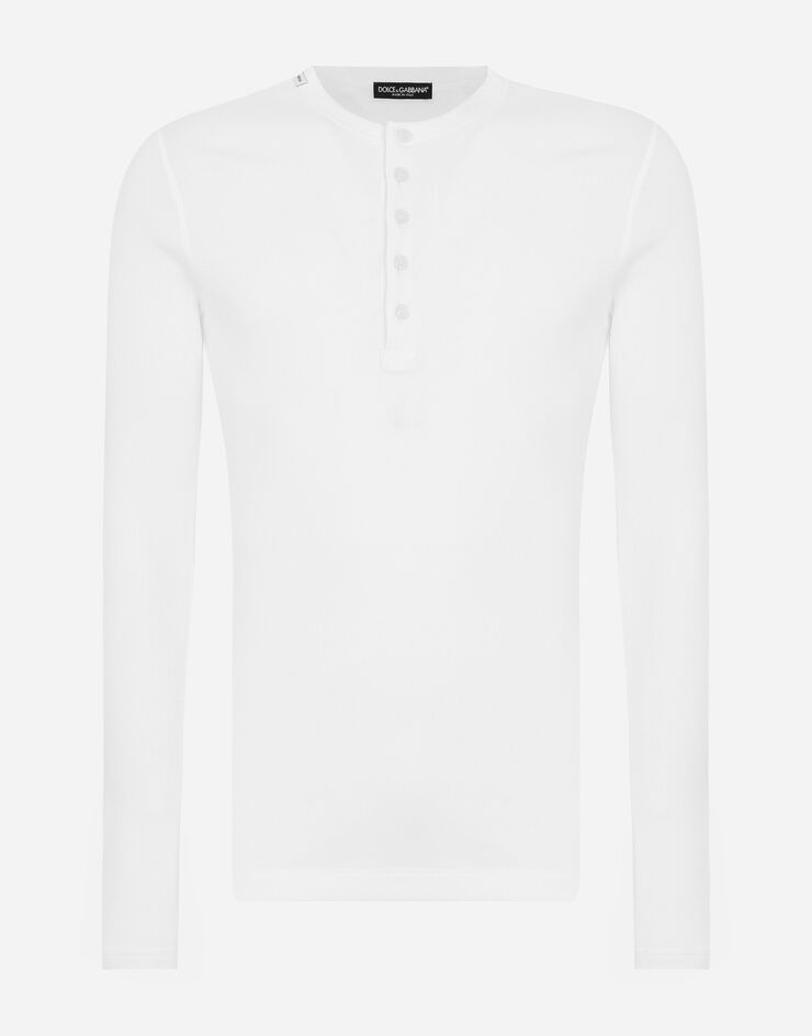 Dolce & Gabbana Serafino-Shirt aus gerippter Baumwolle Weiss G8LA8TFU7AV