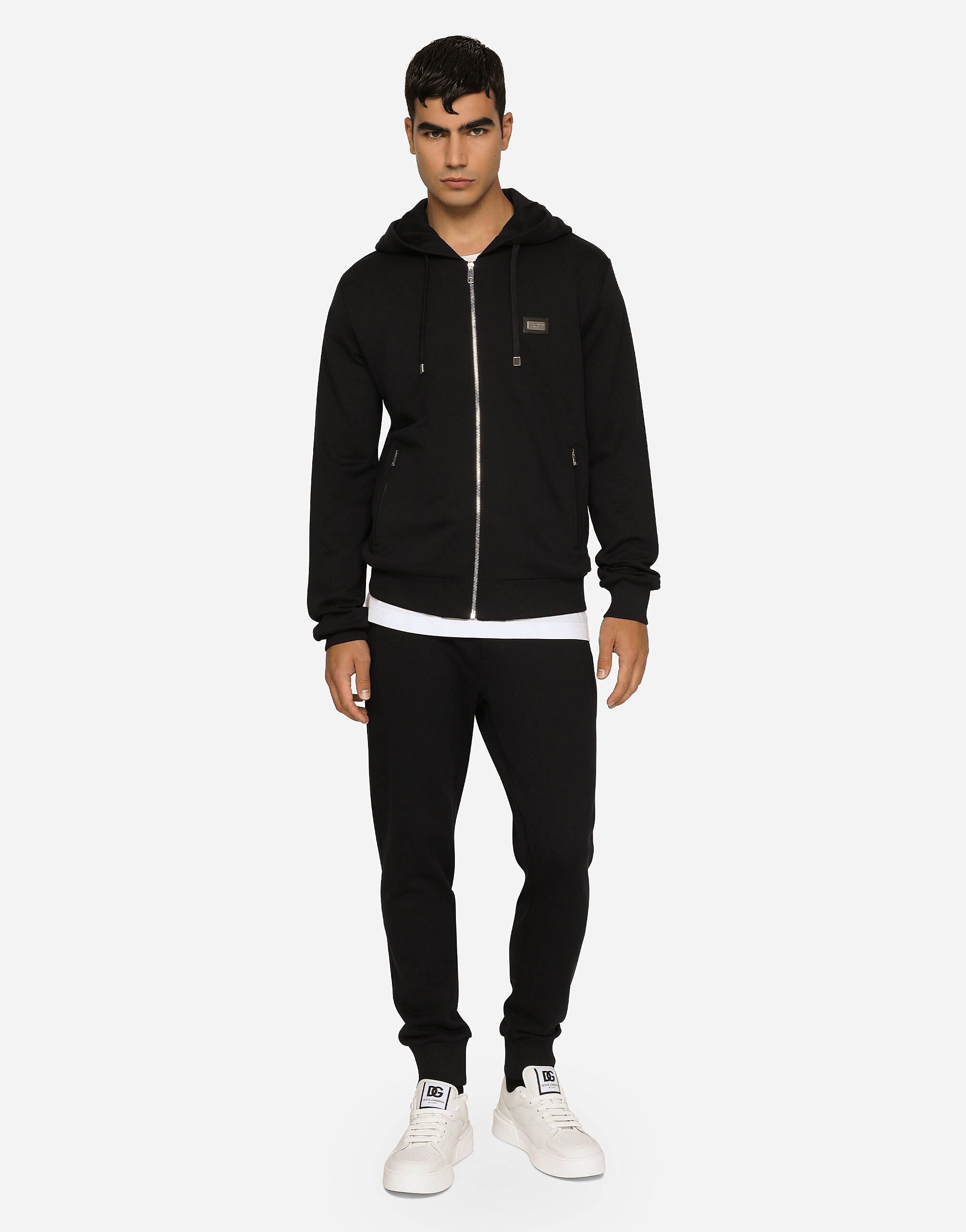 Cotton jersey hoodie in Blue for Men | Dolce&Gabbana®