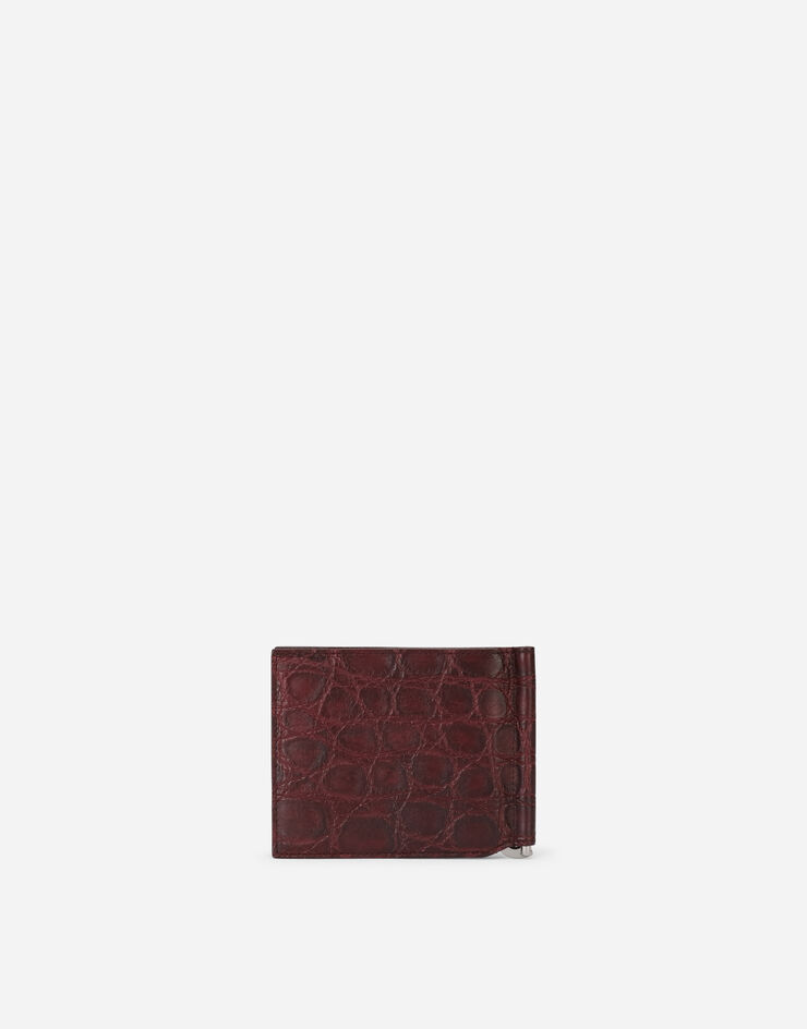 Dolce & Gabbana Crocodile bifold wallet with moneyclip and branded tag Bordeaux BP1920A2123