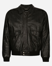 Dolce&Gabbana Vintage leather jacket with branded tag Grey G041KTGG914