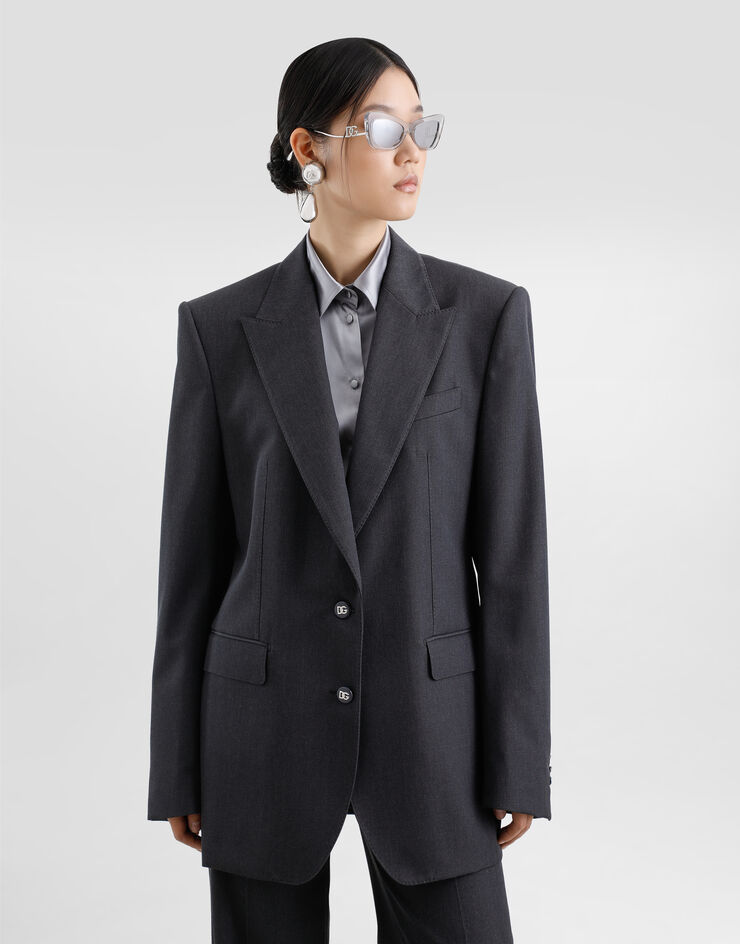 Dolce & Gabbana جاكيت صوف فضفاض رمادي F29GGTFU287