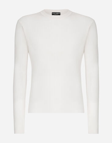 Dolce & Gabbana Camiseta de cuello redondo de seda Blanco GXZ02TJBSJW