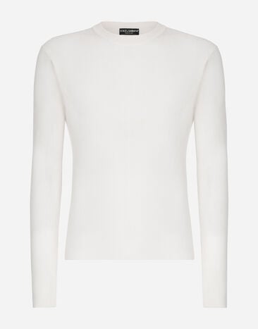 Dolce & Gabbana Silk round-neck sweater White GXX46TJBSIO