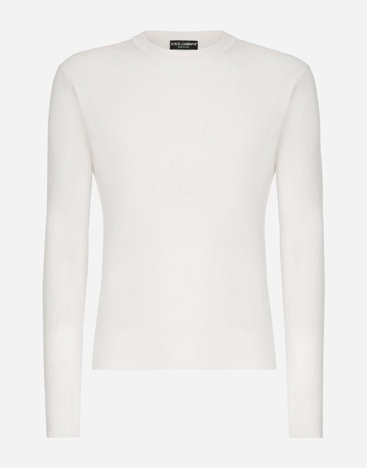 Dolce & Gabbana Camiseta de cuello redondo de seda Blanco GXX46TJBSIO