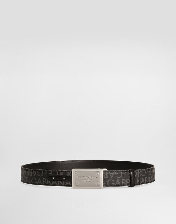 Dolce&Gabbana Coated jacquard belt with logo tag Black BC4824AJ705