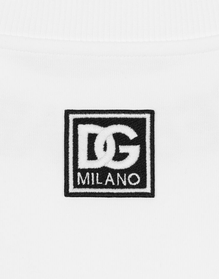 Dolce & Gabbana Cropped jersey sweatshirt with logo embroidery on neck White F9P35ZHU7H9