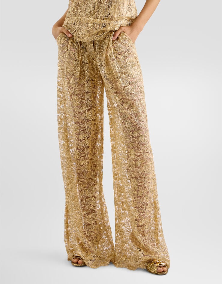 Dolce & Gabbana Lamé lace trousers Gold FTC1YTILMFJ