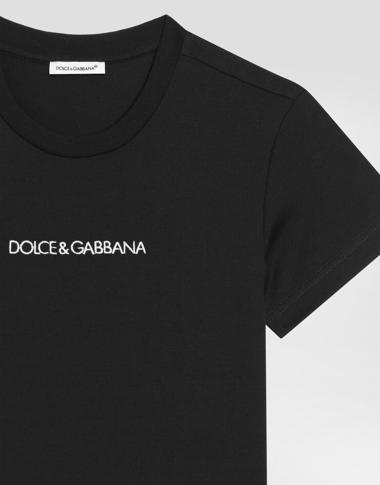 Dolce & Gabbana Jersey t-shirt with logo embroidery Black L4JT7NG7STN