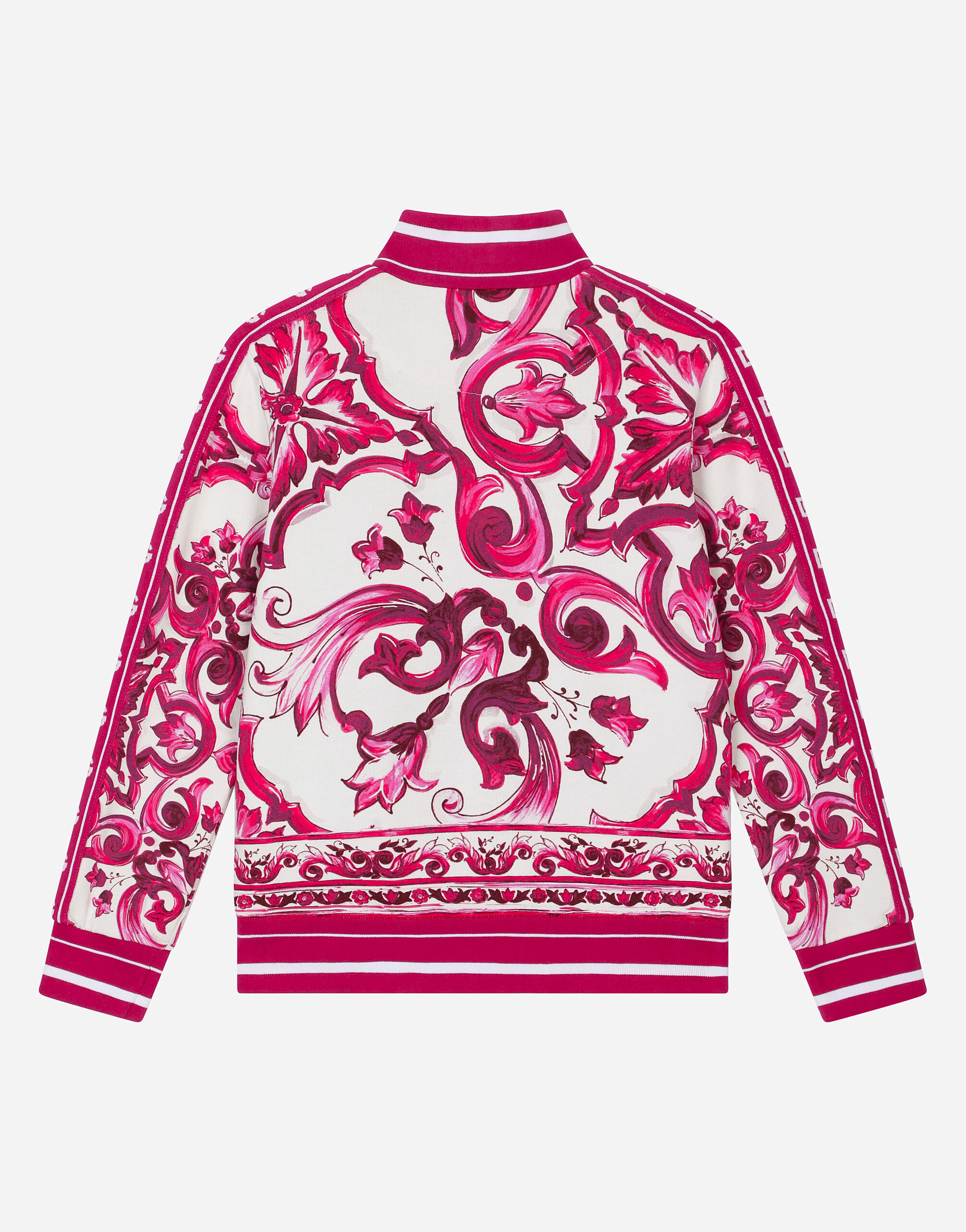 Zip-up jersey sweatshirt with majolica print in Multicolor for Girls |  Dolce&Gabbana® US