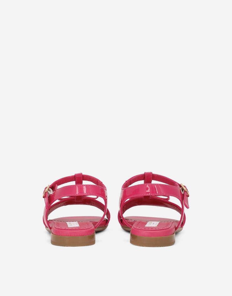 Dolce & Gabbana 메탈 DG 로고 페이턴트 가죽 샌들 핑크 D11155A1328