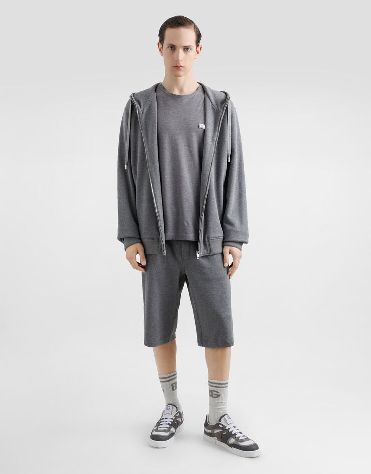 Dolce & Gabbana Camiseta de algodón con placa Gris G8SE3TFU7EN