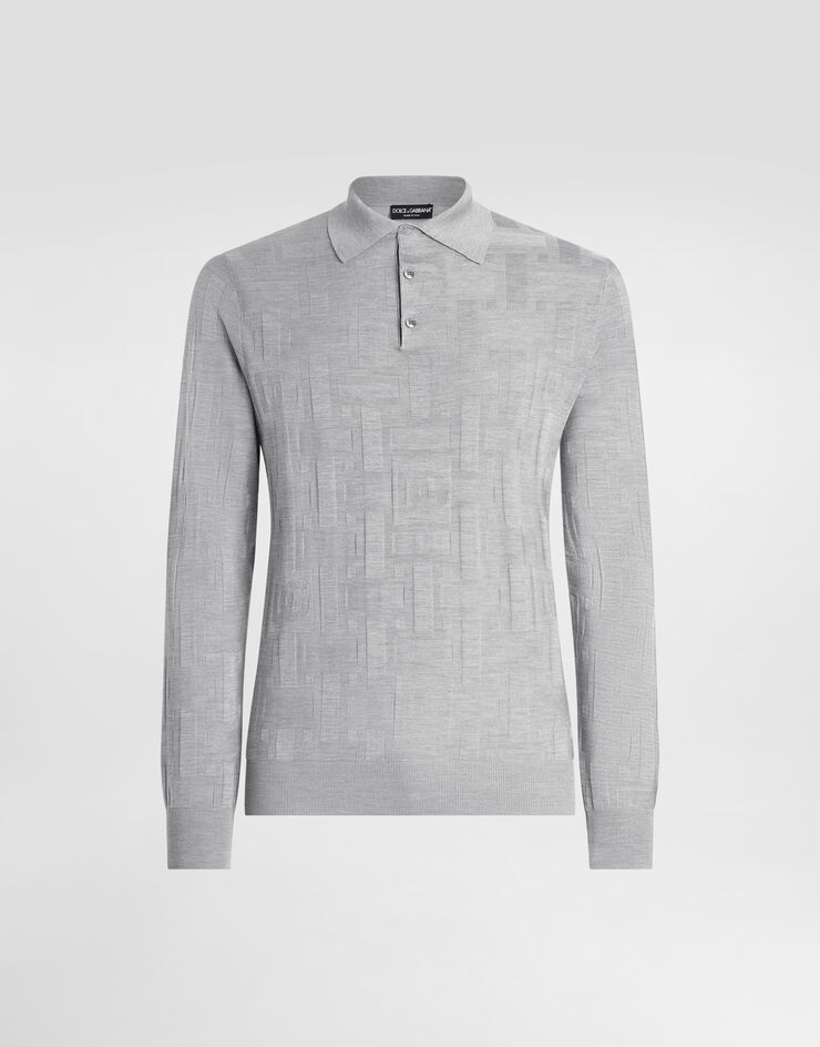 Dolce & Gabbana Polo en soie avec logo en jacquard Gris GXZ25TJBSK5