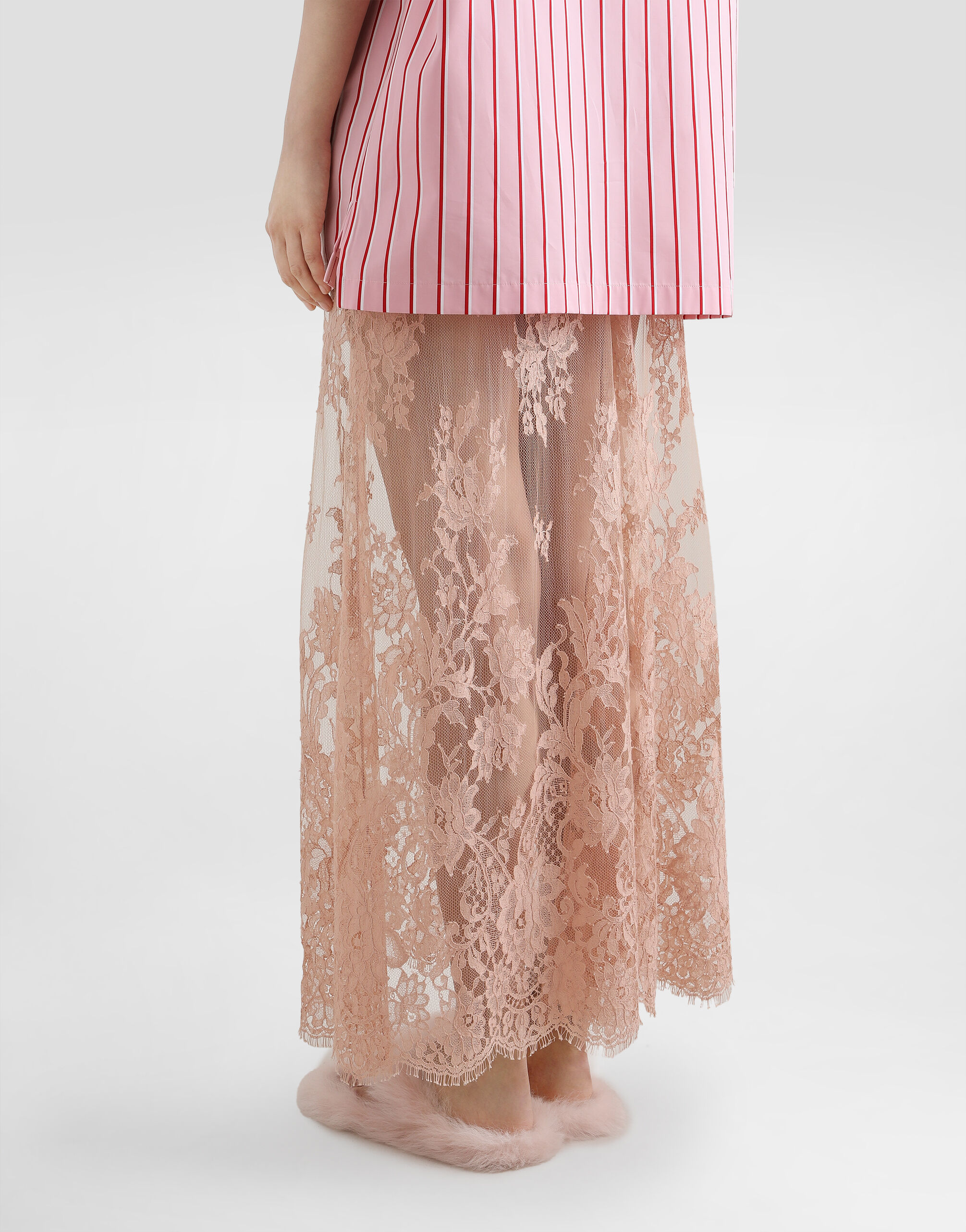Chantilly lace midi skirt in Pink for Women | Dolce&Gabbana®