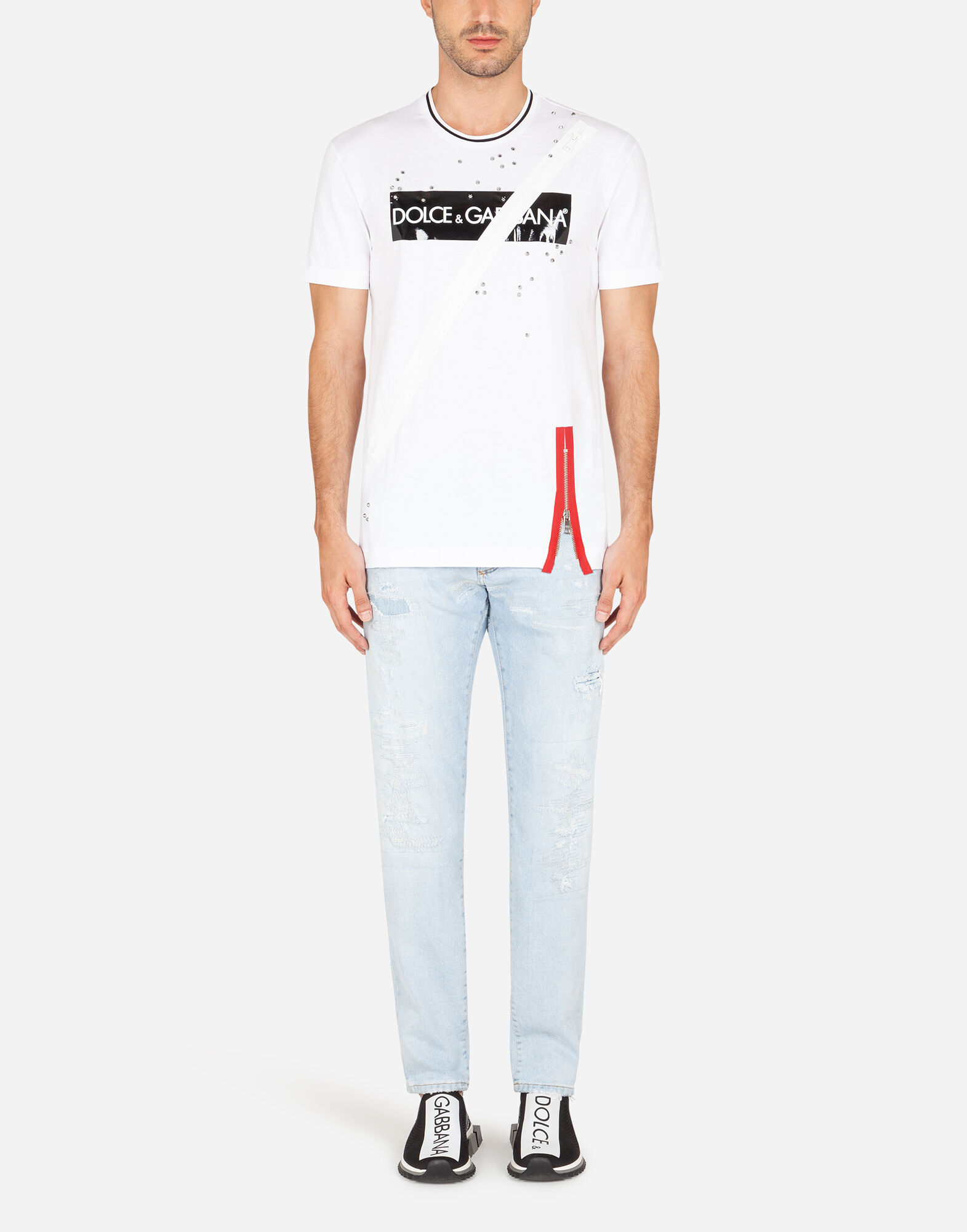 T-shirt with Dolce&Gabbana print and zipper