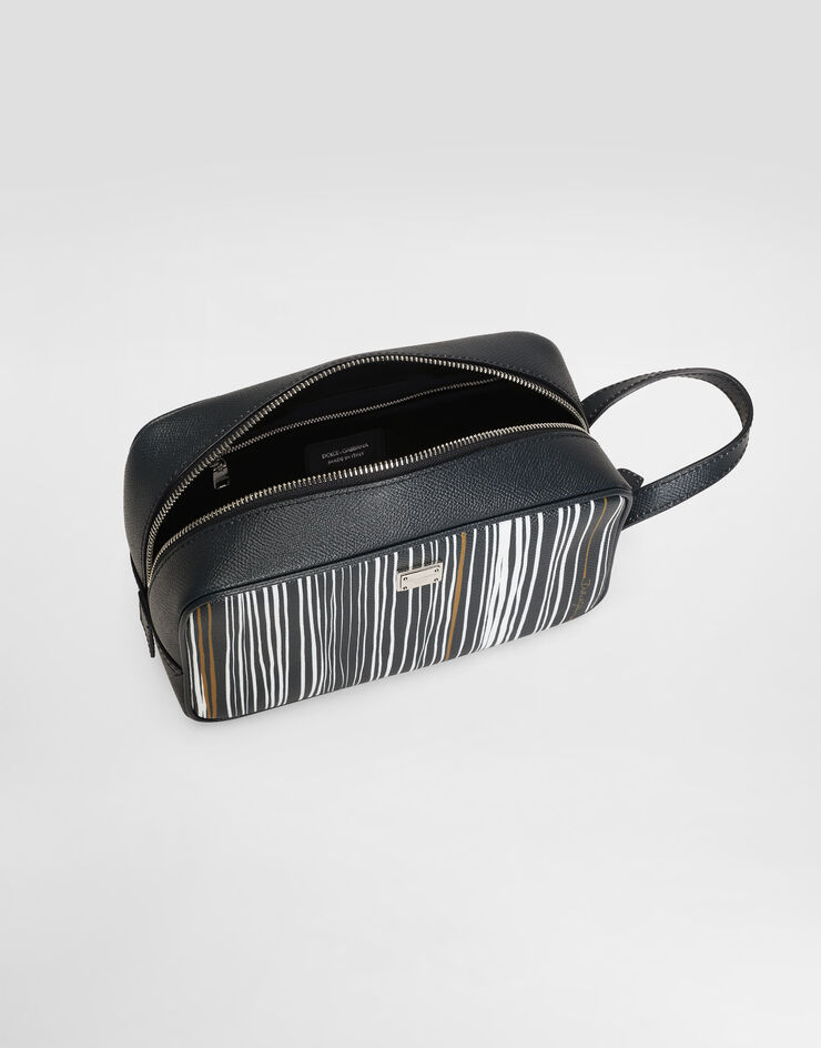 Dolce & Gabbana Stripe-print toiletry bag in calfskin Multicolor BT3310A0843