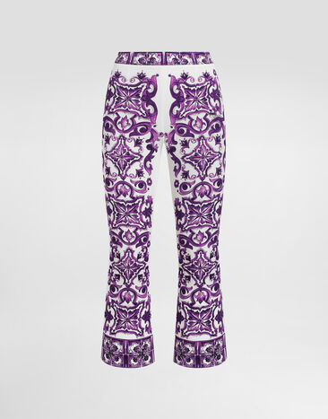 Dolce & Gabbana Majolica print silk trousers Multicolor FTAG7THPABP