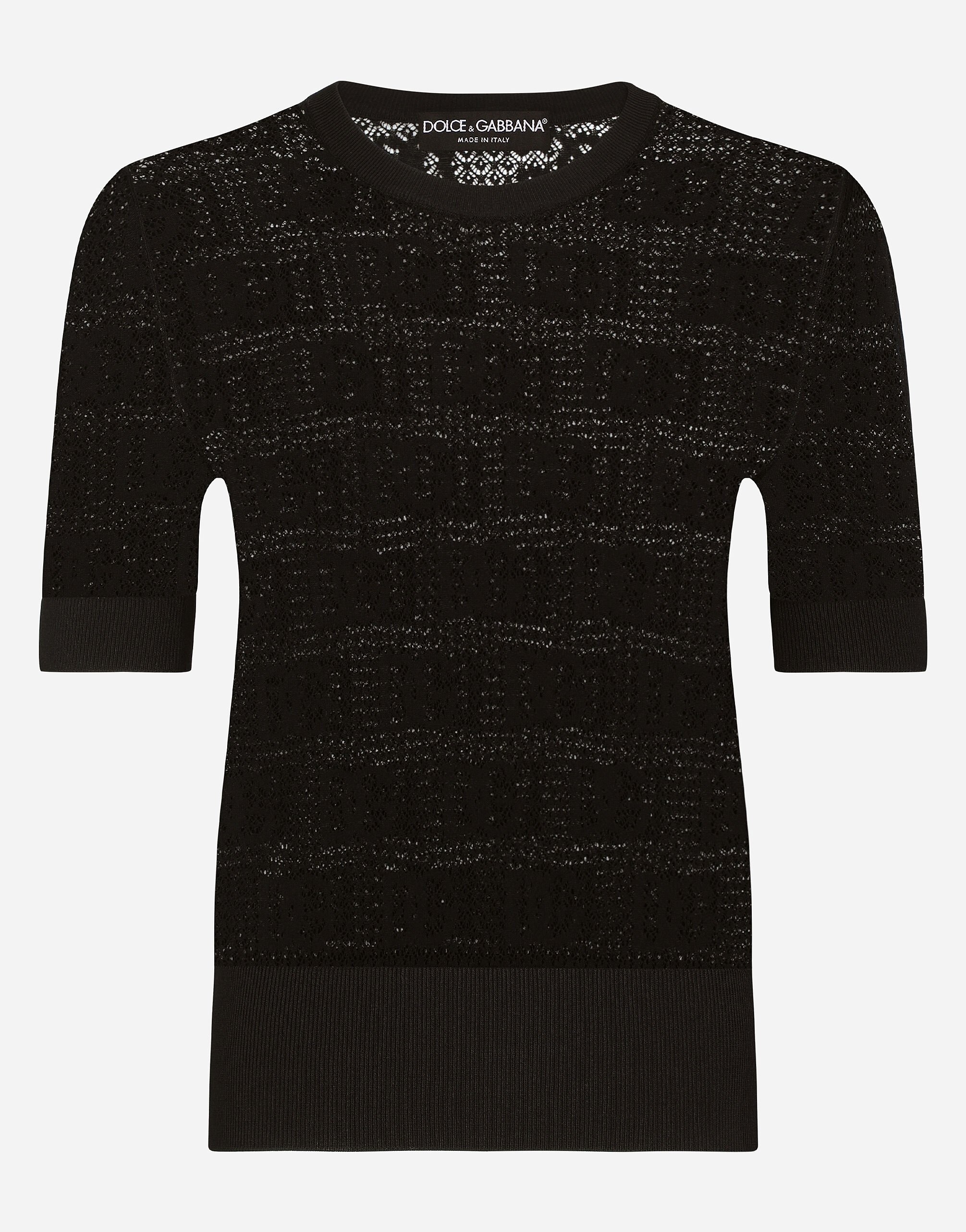 Dolce & Gabbana Viscose sweater with all-over DG logo Black FXV15ZJFMBC
