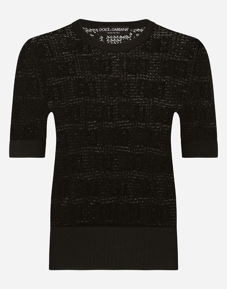 Dolce & Gabbana Viscose sweater with all-over DG logo Black FXI49TJAIL1