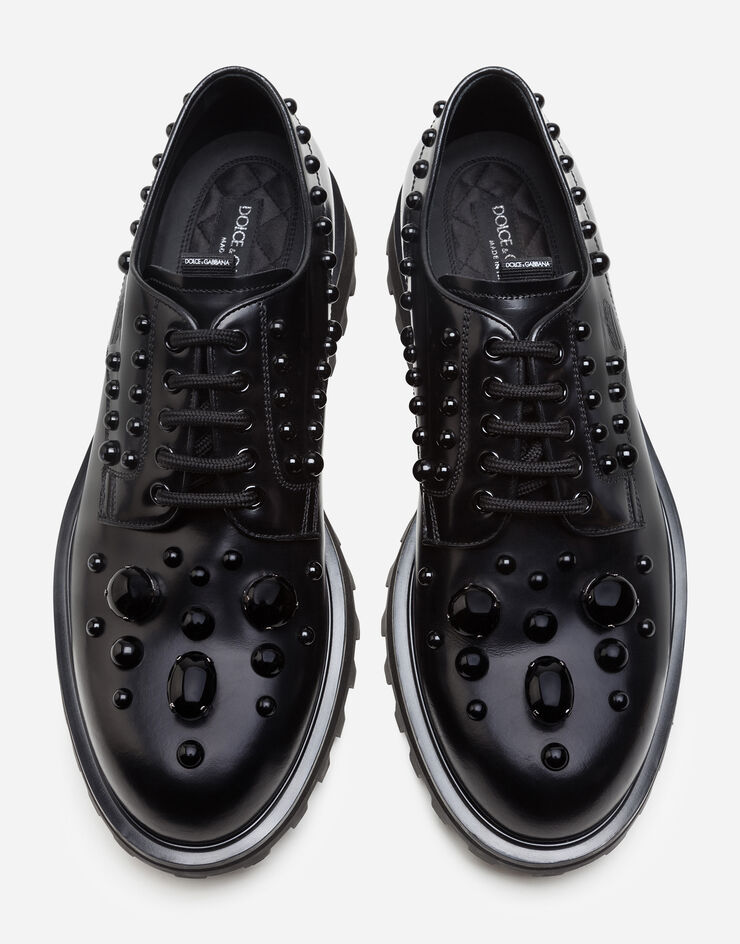 Dolce & Gabbana DERBY IN ANTIK CALFSFKIN WITH EMBROIDERY AND EXTRA LIGHTWEIGHT BOTTOM NERO A10524AJ805
