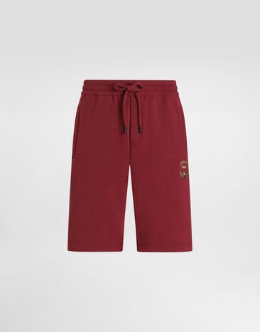 Dolce & Gabbana Bermuda de jogging en jersey à broderie Bordeaux GVF8AZHU7H9