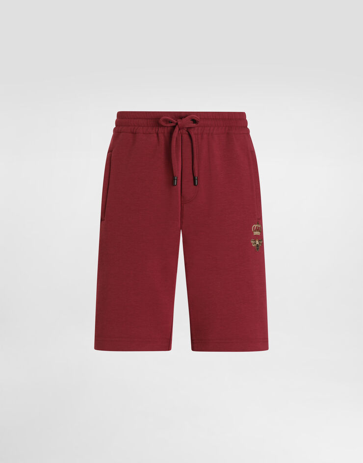 Dolce & Gabbana Jersey jogging shorts with embroidery Bordeaux GVF8AZHU7H9