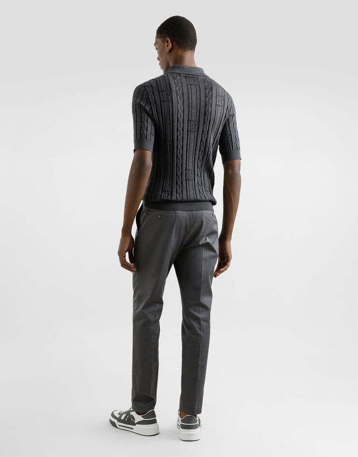 Dolce & Gabbana Polo de seda y algodón Gris GXZ02TJFMKS