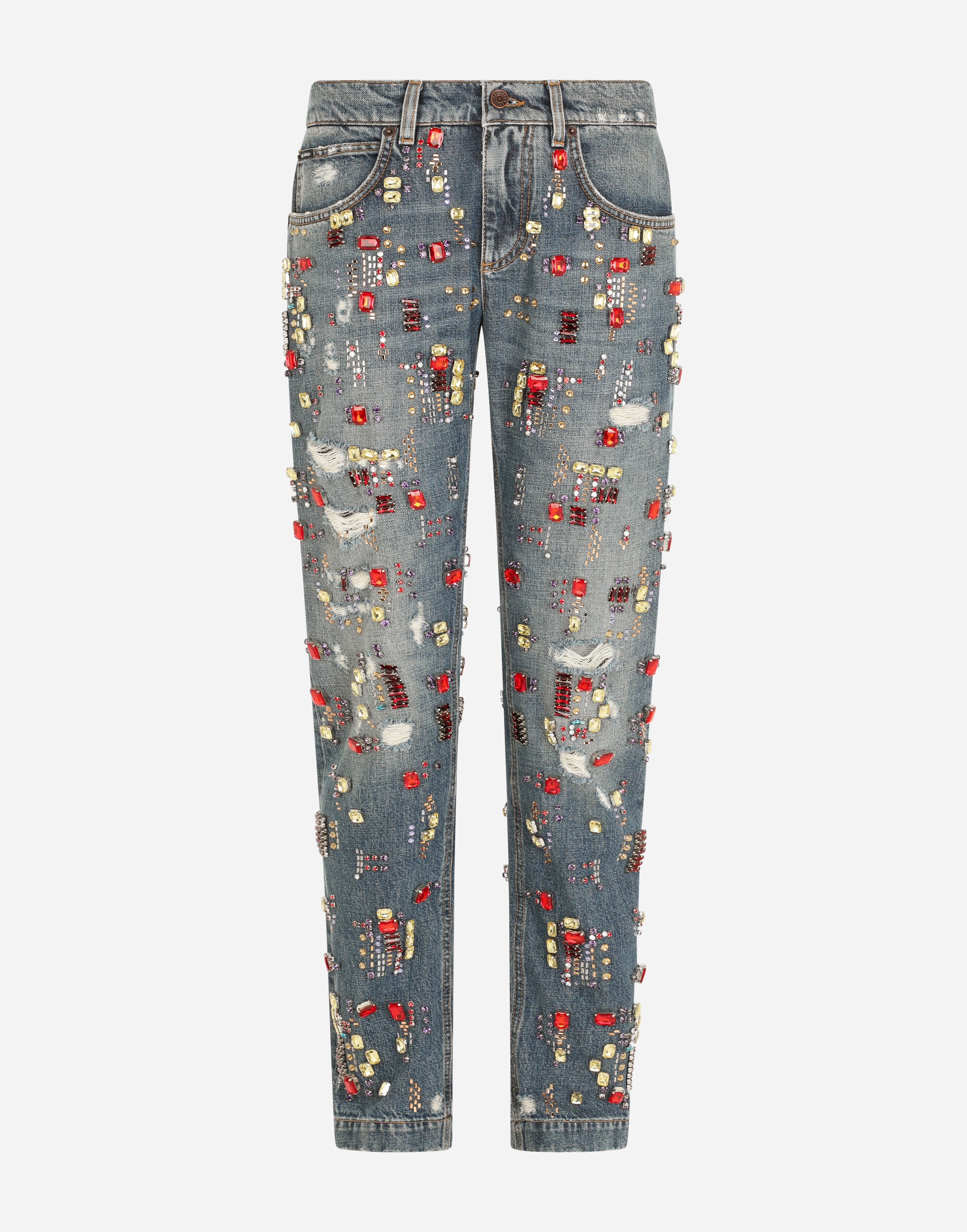 Boyfriend jeans with stone embellishment en Multicolore pour femme