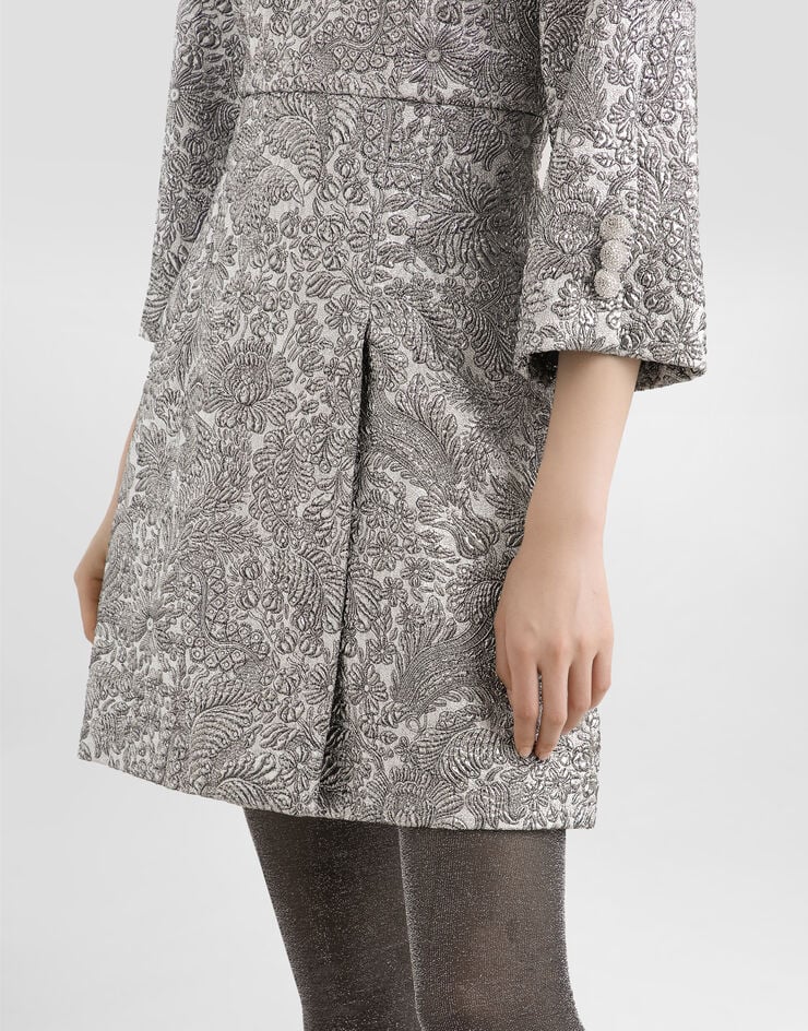 Dolce & Gabbana Floral lamé jacquard dress Silver F6TZIZFJZAL