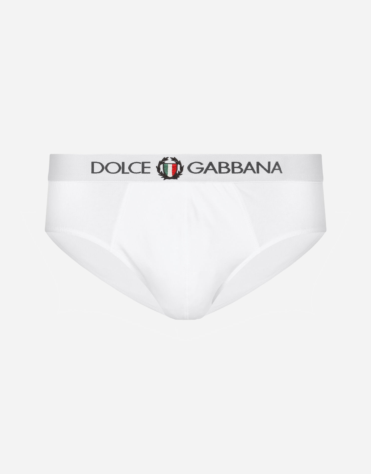 Two-way stretch cotton mid-rise briefs with logo print