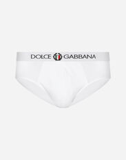 Dolce & Gabbana Stretch cotton mid-rise briefs with crest White M9C03JONN95