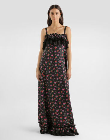 Dolce & Gabbana Floral-print habotai long dress Multicolor F60HGTIS10W