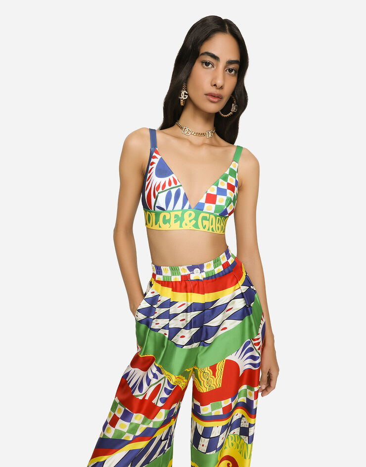Dolce&Gabbana Carretto-print technical jersey bra top Multicolor F756CTHPGDT