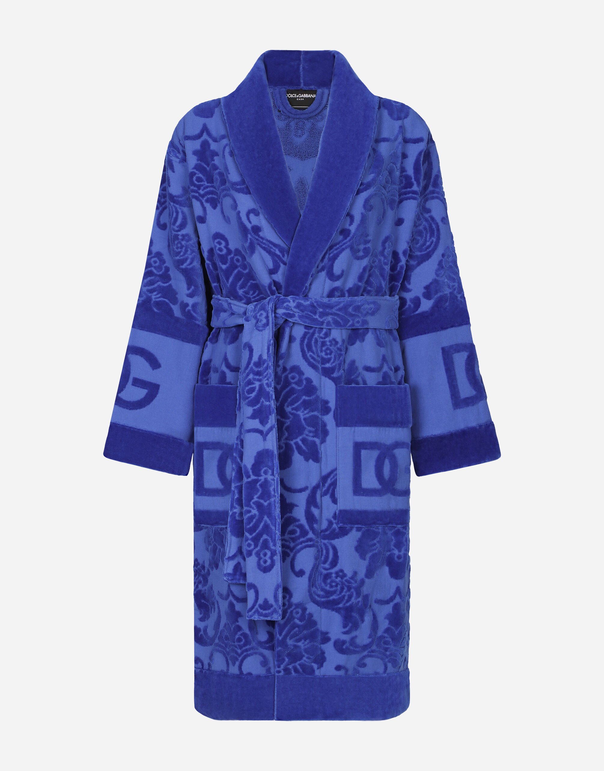 Dolce & Gabbana Bath Robe in Terry Cotton Jacquard Multicolor TC0100TCA88