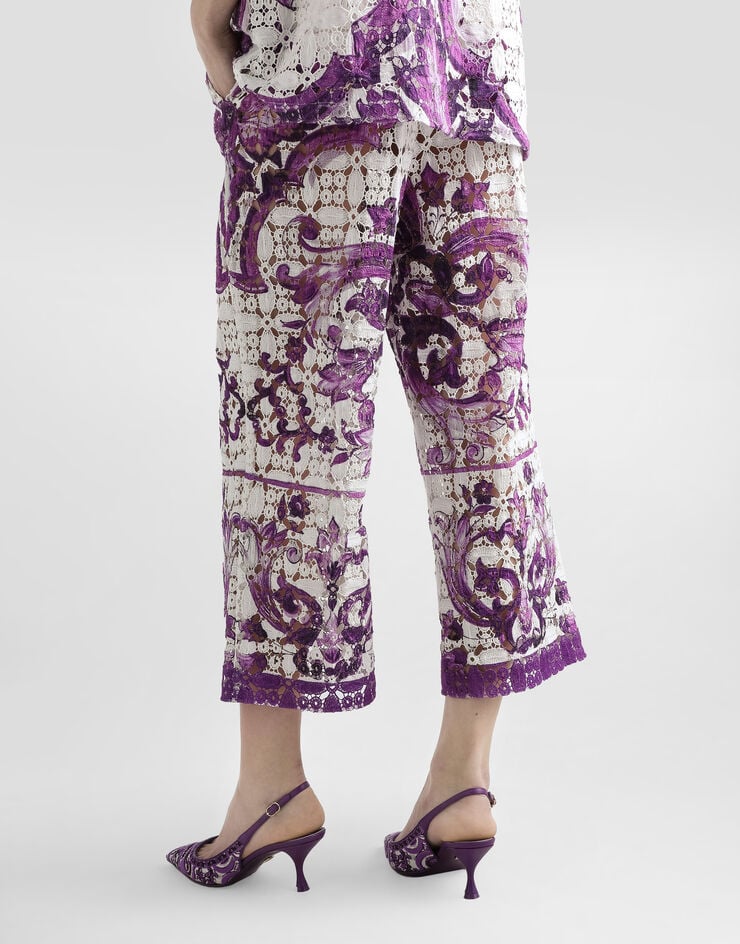 Dolce & Gabbana Majolica-print crochet lace trousers Multicolor FTDBTTHH5EU