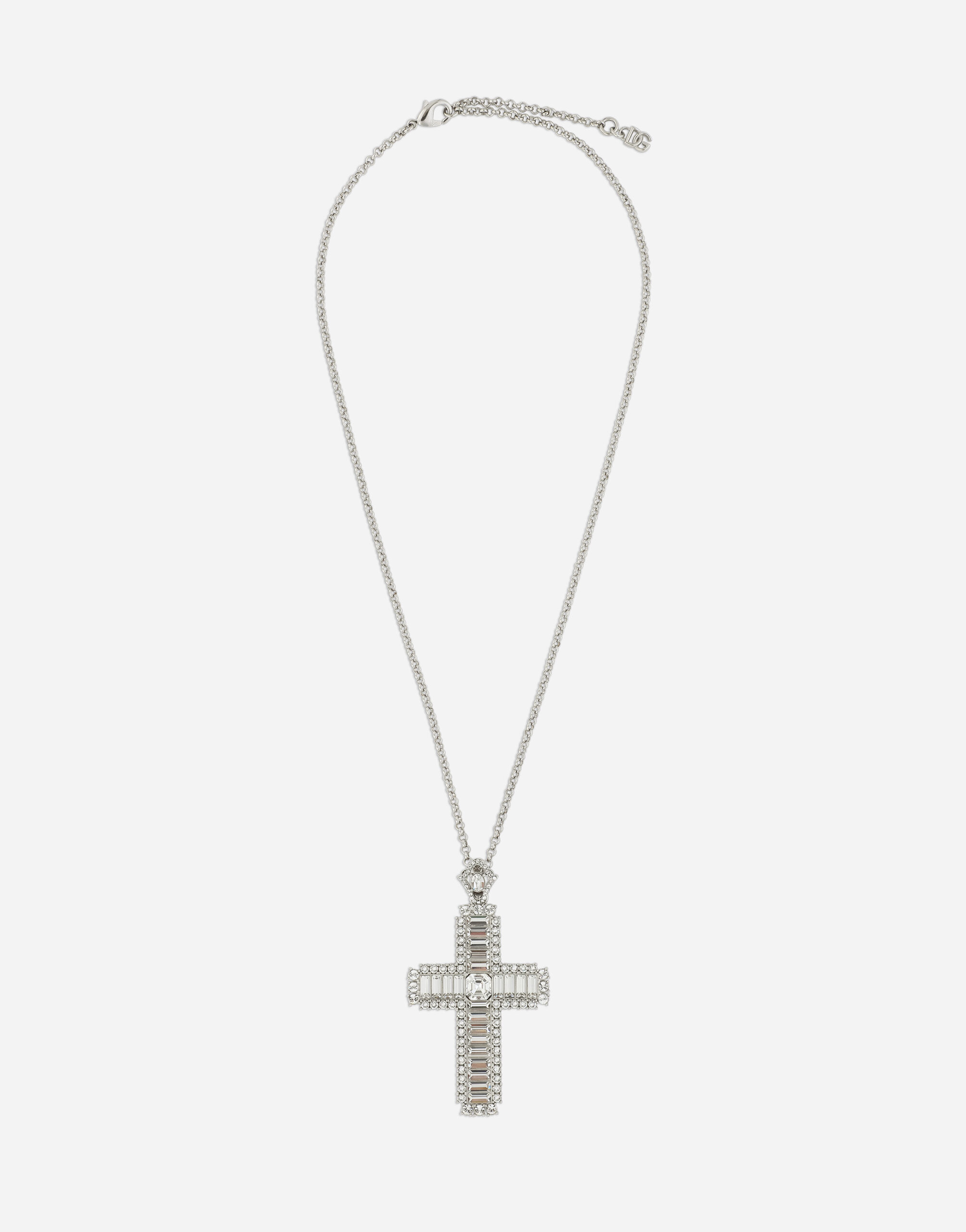 Dolce&Gabbana KIM DOLCE&GABBANA Necklace with rhinestone crystal cross Silver WNP8S1W1111