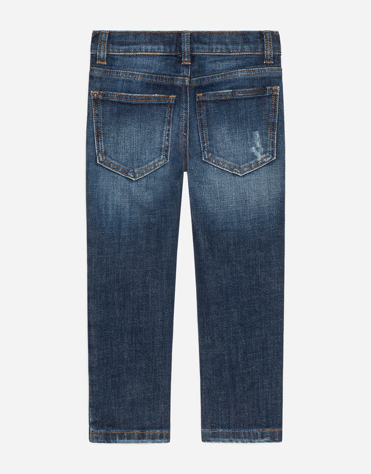 Dolce & Gabbana Stretch regular fit blue washed jeans with rips AZUL L42F01LD877