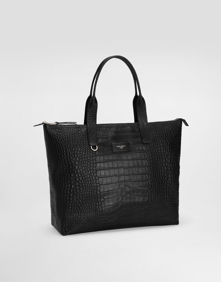 Dolce & Gabbana Medium crocodile-print calfskin shopper Black BM2375AS422
