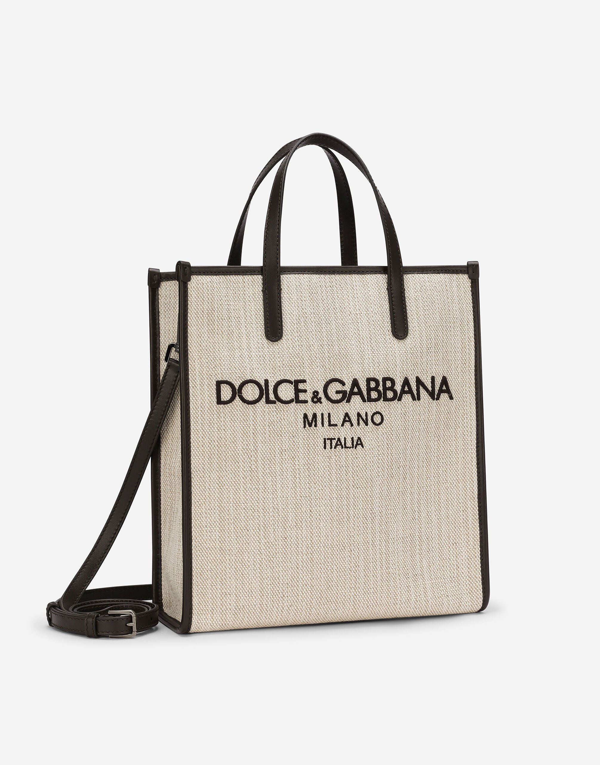 Dolce & Gabbana Kleiner Shopper aus strukturiertem Canvas Drucken G5JH9TIS1UW