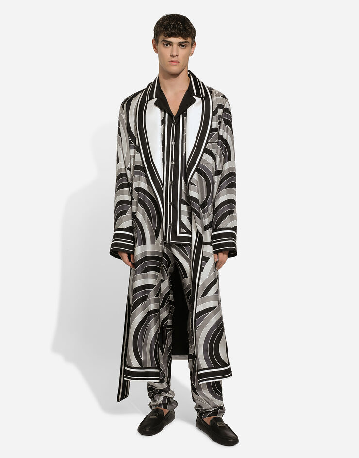 Dolce & Gabbana Robe de chambre en sergé de soie imprimé Imprimé G0936THI1QS