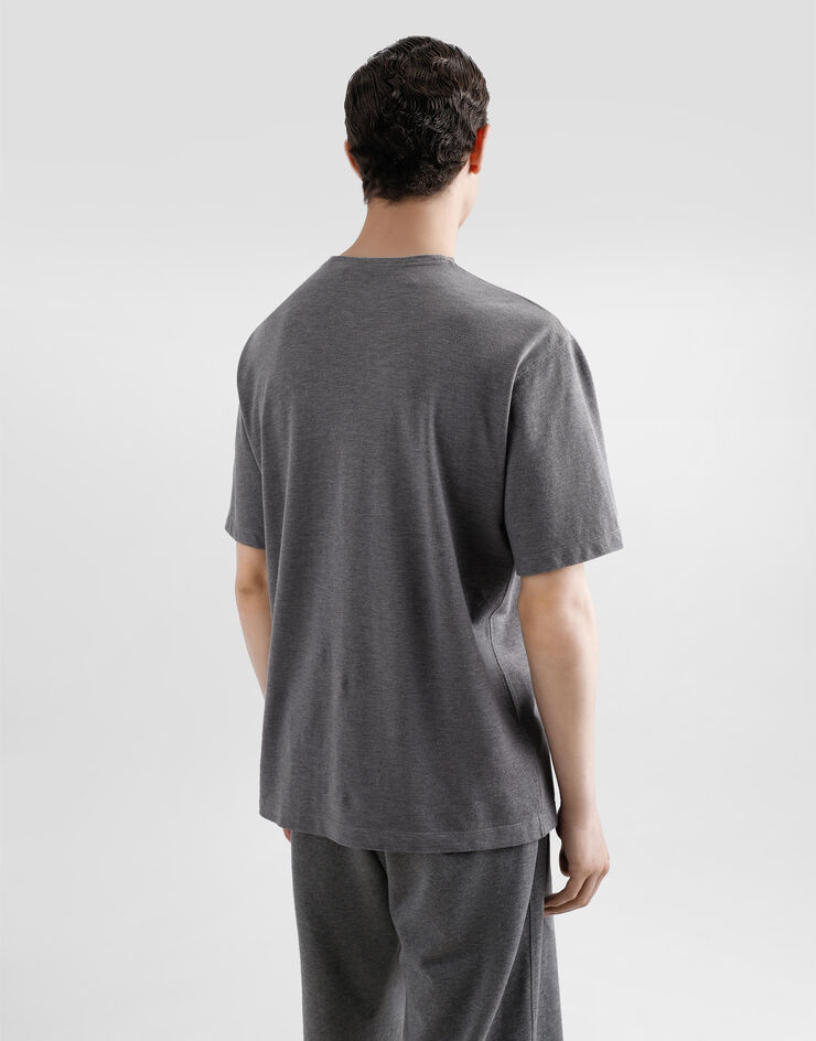 Dolce & Gabbana Camiseta de algodón con placa Gris G8SE3TFU7EN