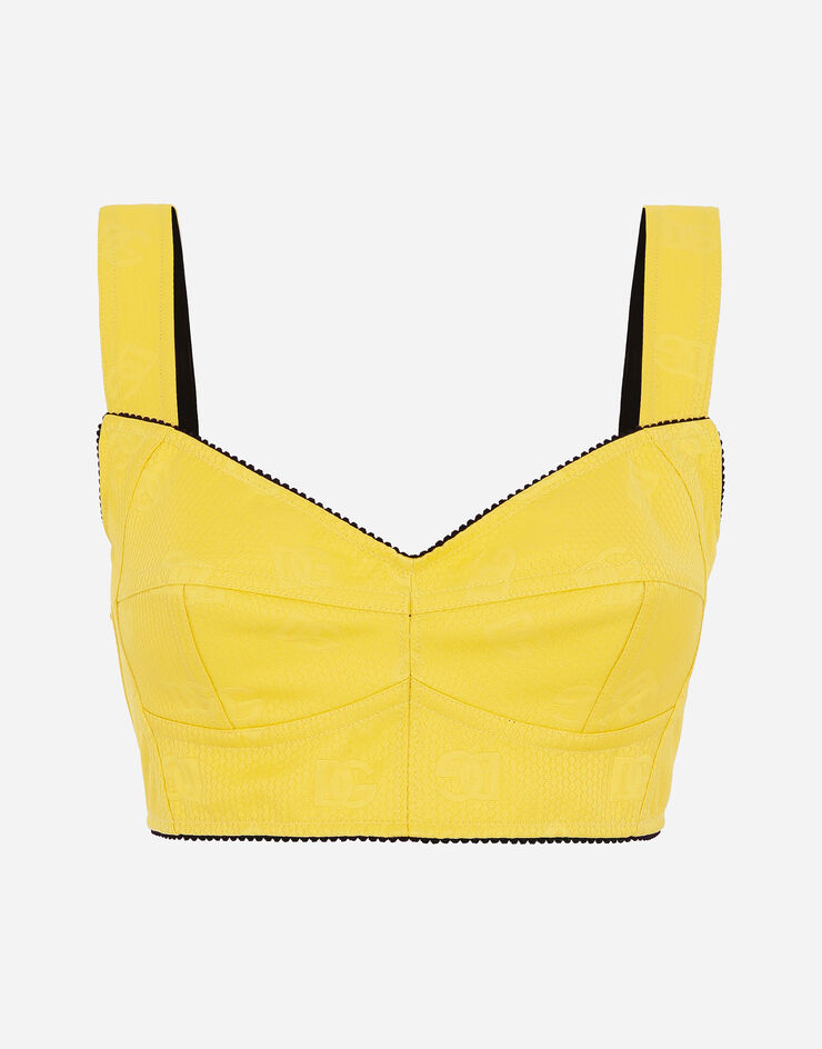Jacquard corset top with all-over DG logo in Yellow for