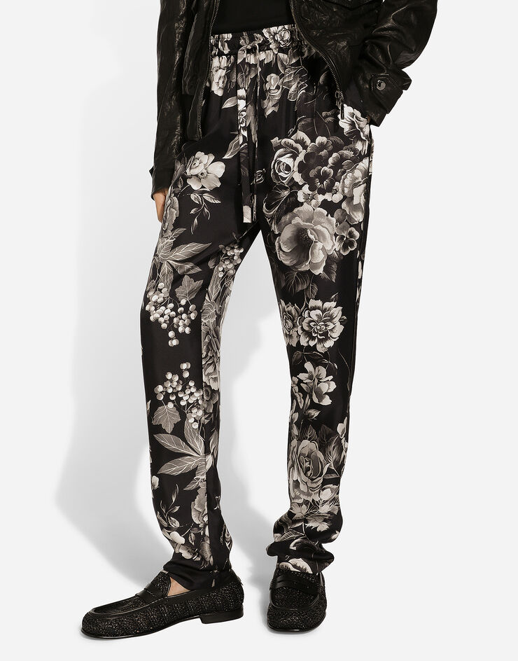 Dolce & Gabbana Silk twill jogging pants with floral print Print GVCRATIS1VS