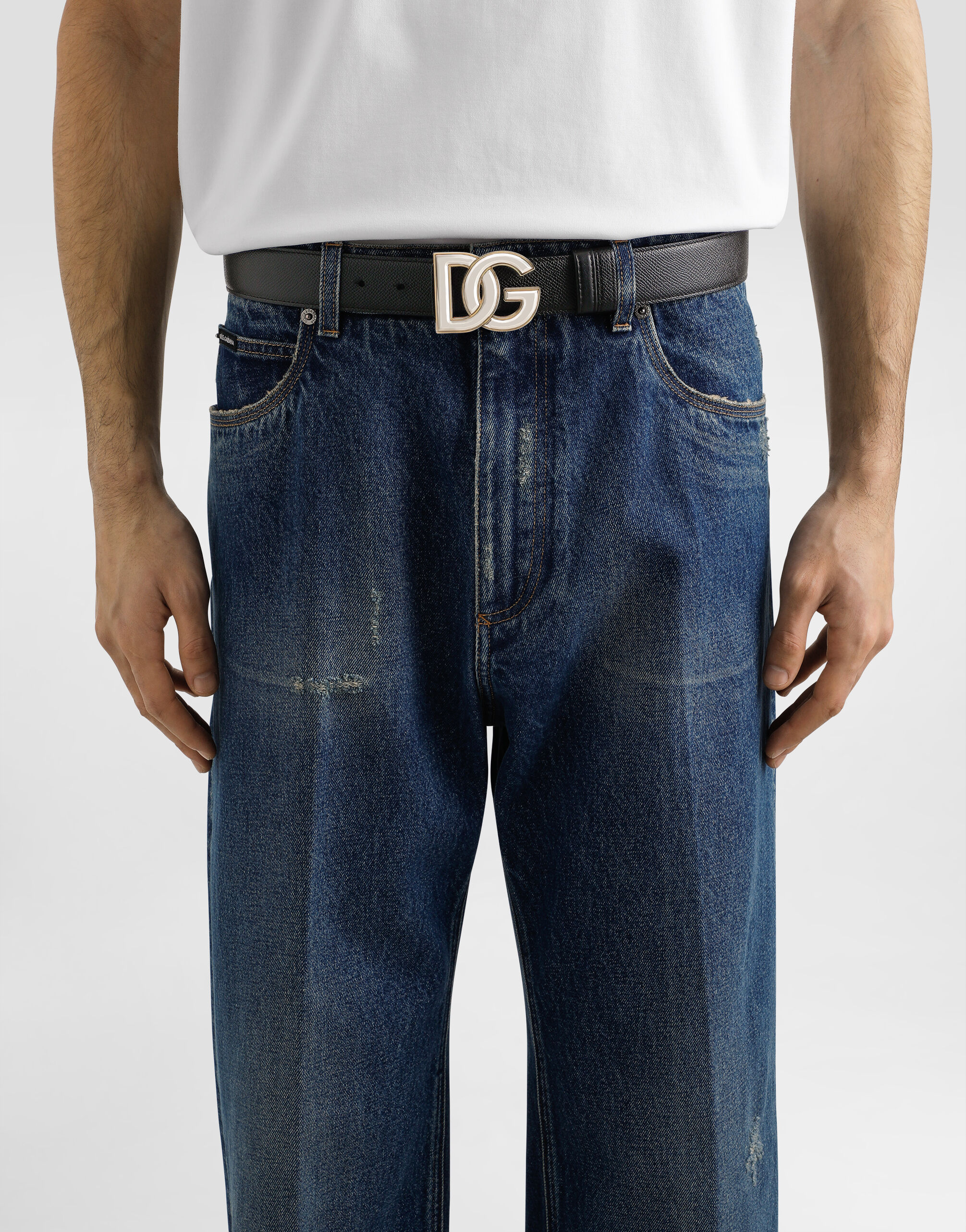 Alpine calfskin belt in Black for Men | Dolce&Gabbana® US