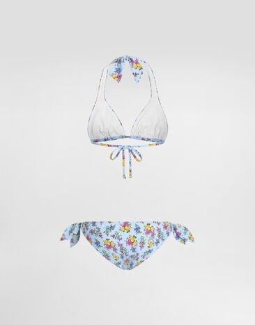 Dolce & Gabbana Small floral-print sliding triangle bikini Multicolor O8A18JON0D2