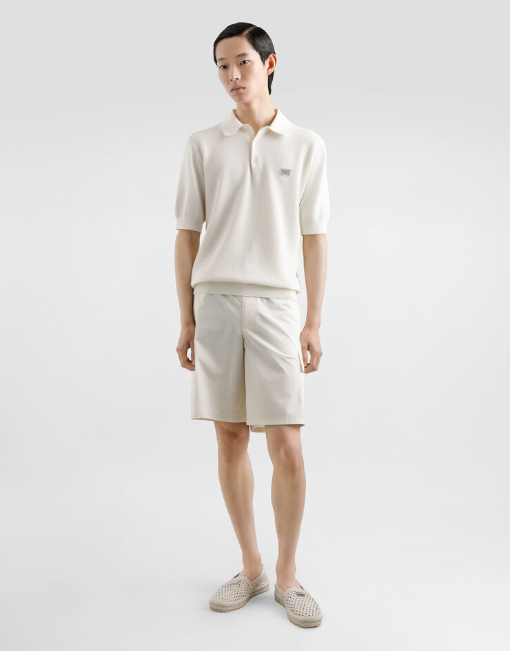 Dolce & Gabbana Polo in cotone con placca con logo Bianco GXZ02TJBCF5