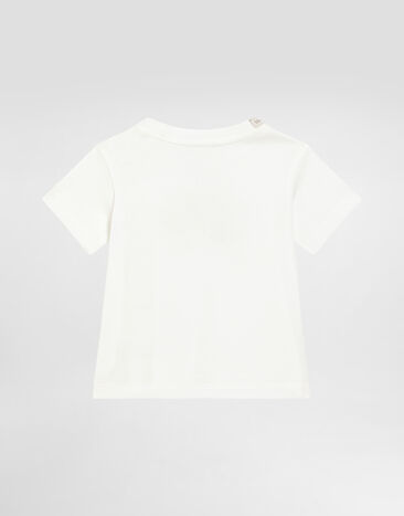 Dolce & Gabbana T-Shirt aus Jersey mit DG-Logo Weiss L1JT7WG7O1X