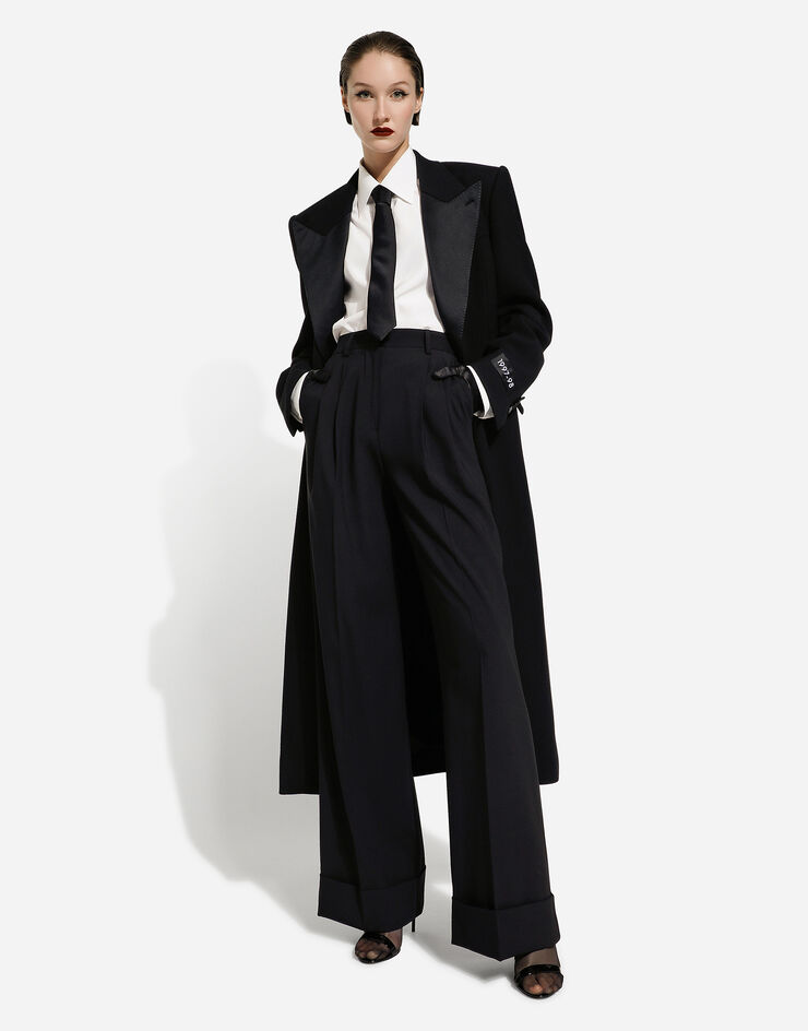 Dolce&Gabbana Длинное однобортное пальто-смокинг из шерсти черный F0W1LTFU227